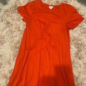 Red LuLaRoe tee shirt style dress